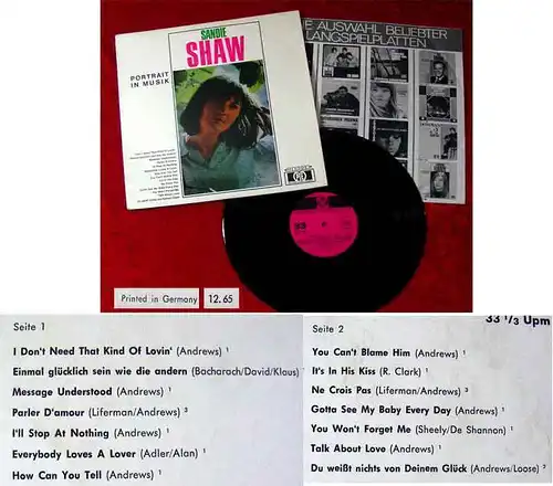 LP Sandie Shaw: Portrait in Musik (Pye LDVS 17 085) D 1965
