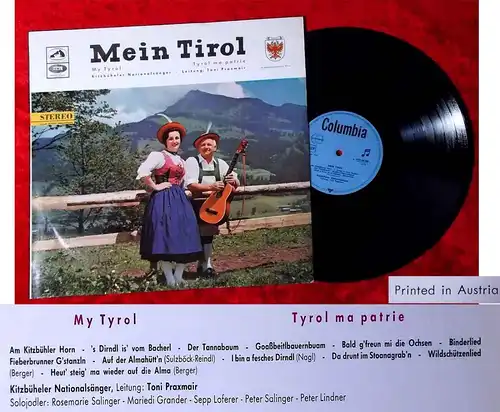 LP Kitzbüheler Nationalsänger Toni Praxmair: Mein Tirol (Columbia SME 88 008) A