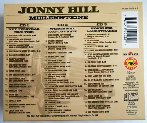 3CD Box Jonny Hill: Meilensteine (Ariola Express) 1998