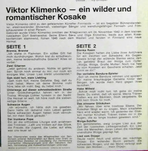 LP Viktor Klimenko: Stenka Rasin (Columbia 1C 062-34 253) D 1971