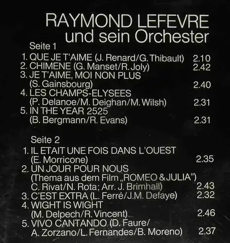 LP Raymond Lefevre: Hits á la Francaise (Riviera RLP 16.006) D 1970