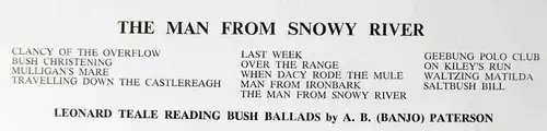 LP Leonard Tale Reading Bush Ballads - The Man From Snowy River (CBS BP 233622)