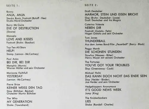 LP Spitzenschlager Hitparade 1966 (Teldec H 204 Deutscher Schallplattenclub)