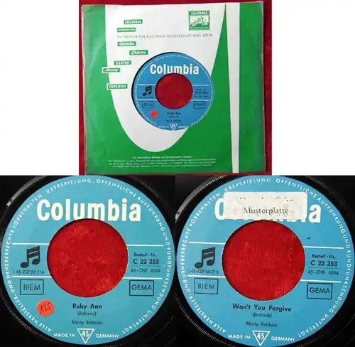 Single Marty Robbins: Ruby Ann (Columbia C 22 353) D Musterplatte