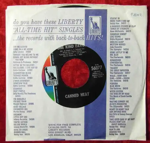 Single Canned Heat: One Kind Favour (Liberty 56077)  US