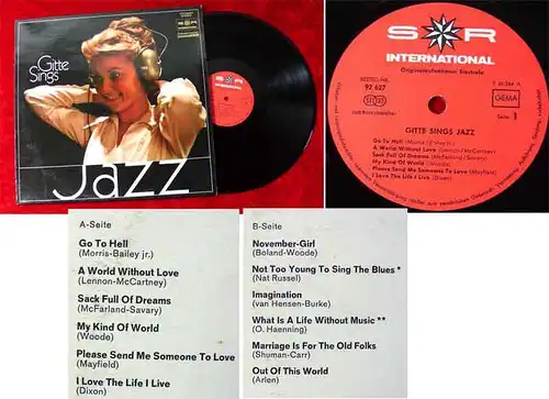 LP Gitte Sings Jazz (SR International HiFi 92 627 Stereo) D 1970