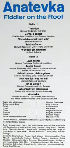 LP Anatevka Deutsche Premierenbesetzung Shmuel Rodensky (Decca H 245) D