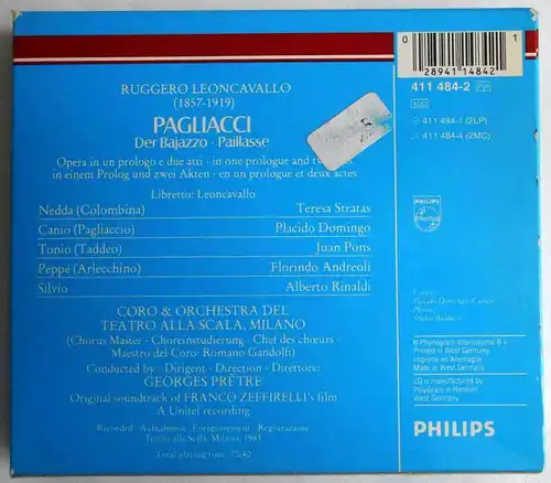 CD Georges Pretré Teresa Stratas Domingo: Leoncavallo - Pagliacci  (Philips)