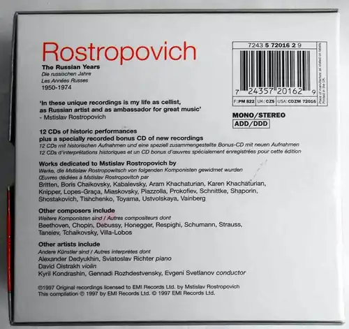 13CD Box Mstislav Rostropovich: The Russian Years (EMI) 1997