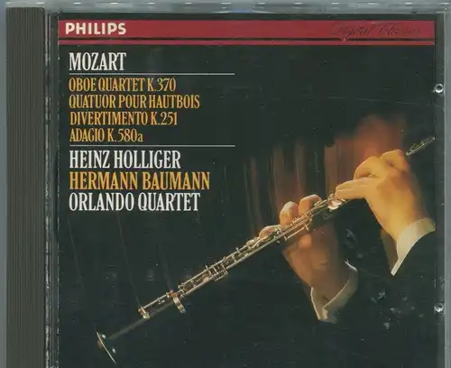 CD Heinz Holliger Hermann Baumann Orlando Quartet Mozart Oboe (Philips)  1985