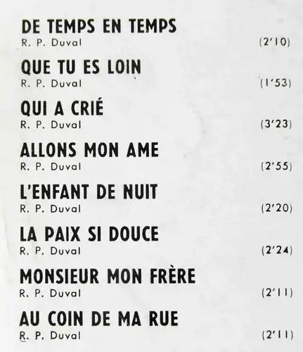 25cm LP Le Pere Duval (BelAir 31 1010) F 1961
