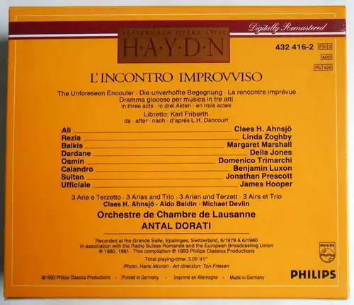 3CD Box Haydn: L`Incontro Improvviso - Antal Dorati  (Philips) 1993