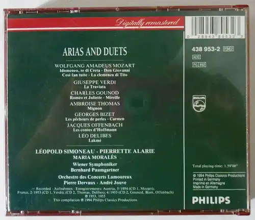 2CD Leopold Simoneau & Pierette Alarme: Arias and Duets (Philips) 1994