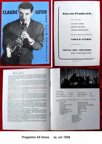 Original Programmheft Claude Luter und sein Orchester Jazz aus Paris