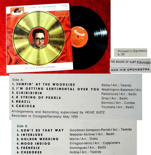LP Kurt Edelhagen: A Toast to the Bands (Polydor 237 523 SLPHM Stereo) D 1959