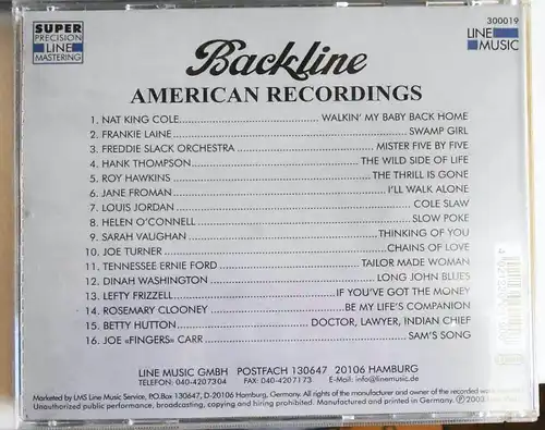 29 CD Backline - American Recordings  - Popfile The Originals -