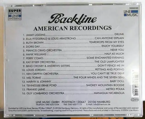 29 CD Backline - American Recordings  - Popfile The Originals -