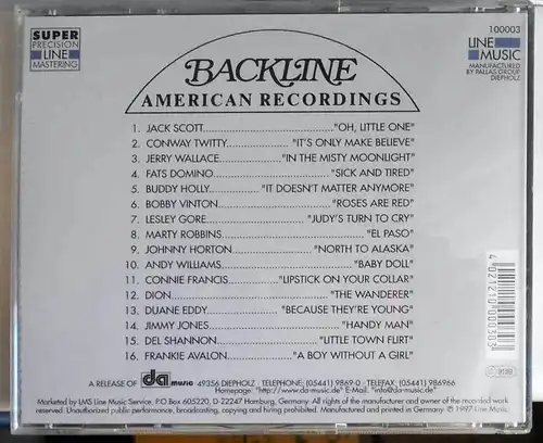 100 CD Backline - American Recordings - Vol. 1 - 100 - Rockfile Original Singles