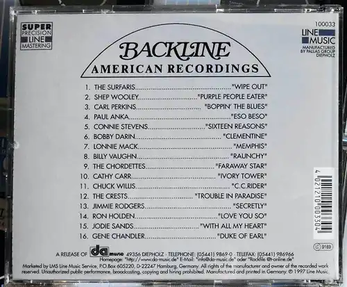 100 CD Backline - American Recordings - Vol. 1 - 100 - Rockfile Original Singles