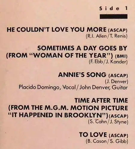 LP Placido Domingo w/ John Denver: Perhaps Love (CBS 24008) NL 1981