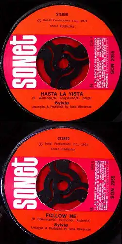 Single Sylvia: Hasta la Vista / Follow me (Sonet) 1975 Sylvia Vrethammar