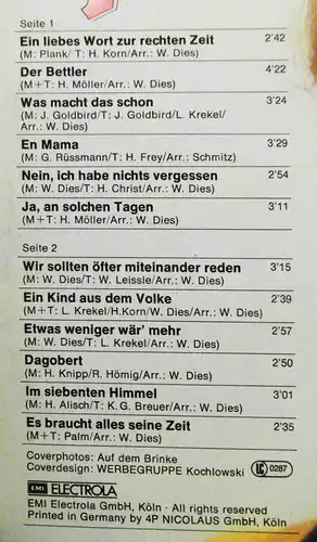 LP Lotti Krekel: Ein liebes Wort zur rechten Zeit (Odeon 1C 066-45 706) Signiert