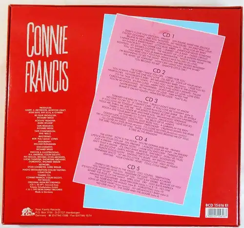 5 CD Box Connie Francis: White Sox, Pink Lipstick & Stupid... (Bear Family) 1993