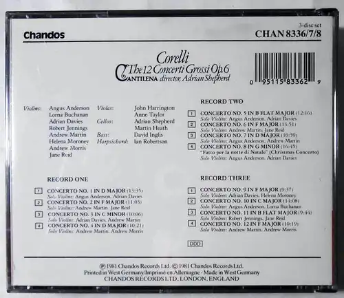 3CD Box Corelli: Concerti Grossi Op. 6  - Cantilena Adrian Shepherd (Chandos)