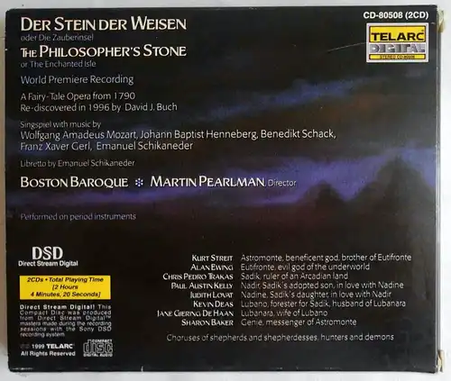 3CD Box Boston Baroque Martin Pearlman: Stein der Weisen oder Die Zauberinsel