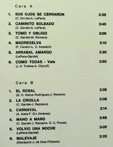 LP Carlos Gardel: Le Mejor De.... (RCA LSP-10506) Spanien 1974