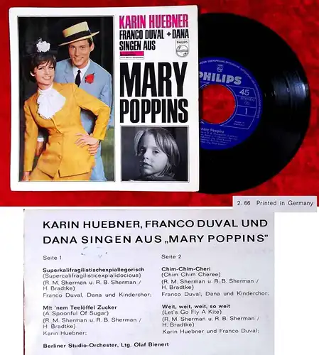EP Karin Huebner Franco Duval Dana: Mary Poppins (Philips 760 055 PY) D 1966