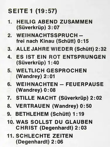 LP Degenhardt Schütt & Wandrey Live (Rote Rille - 25. Dezember 1970)