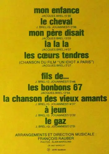 LP Jacques Brel: La Chanson Des Vieux Amants (2) (Barclay 90 262) F 1978