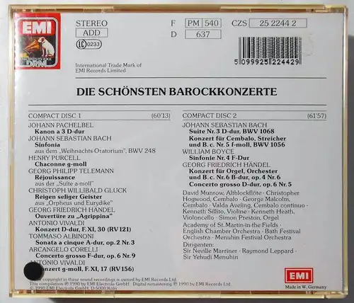2CD Box Die schönsten Barockkonzerte (EMI) 1990