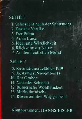 LP Ernst Busch singt Tucholsky 3 - Rosen auf den Weg gestreut (Aurora 815 102)