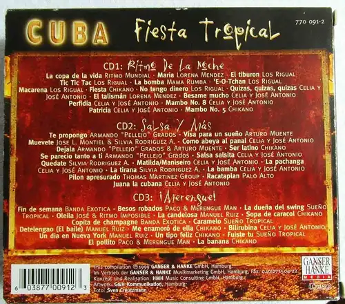 3CD Box Cuba Fiesta Tropical - Mambo Salsa Rumba Merengue Bolero Cha Cha Cha...