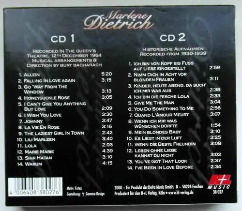 2CD Box Marlene Dietrich (Delta) 2000