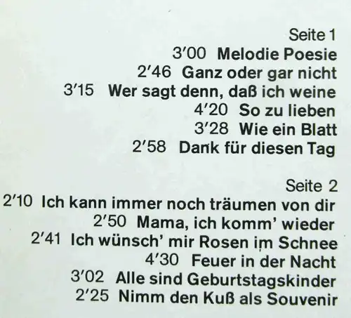LP Monika Herz: Melodie Poesie (Amiga 855 463) DDR 1976