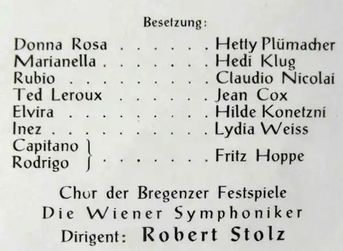 LP Trauminsel - Robert Stolz - Bregenzer Festspiele 1962 Weltmpremiere (Amadeo)