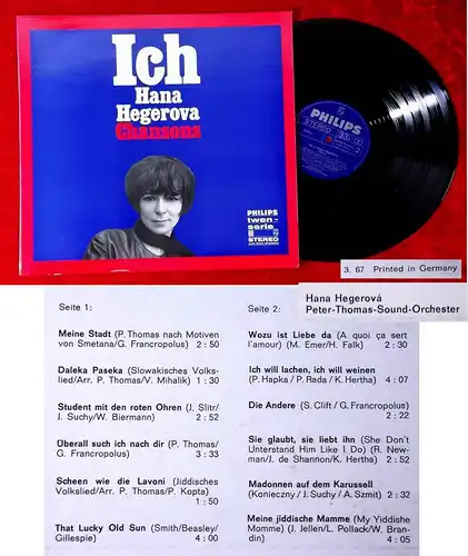 LP Hana Hegerova: Ich (Philips Twen Serie Stereo 843 955 PY) D 1967