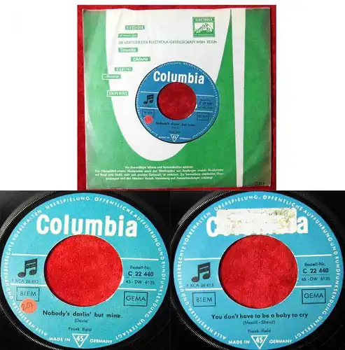 Single Frank Ifield: Nobody´s Darling but mine (Columbia C 22 440) D Muster