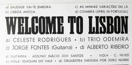 EP Welcome To Lisbon - Celeste Rodrigues & Co.  (Columbia SLEM 2149) UK