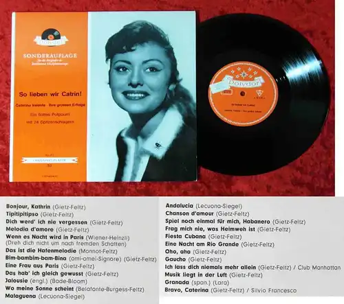 25cm LP Caterina Valente: So lieben wir Catrin! (Polydor J 73 540 HiFi) D 1963