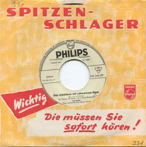 Single Lys Assia: Mädchen mit schwarzem Haar (Philips 345 344 PF) D Promo