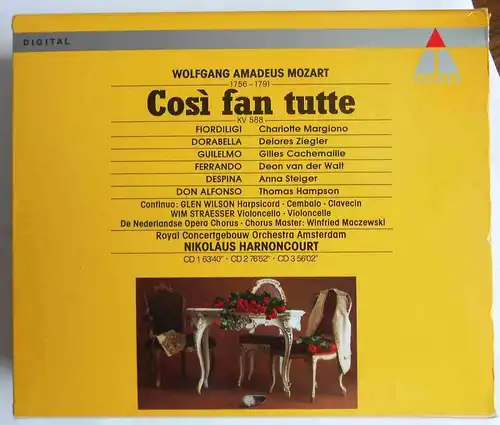 3CD Box Cosi Fan Tutte - Charlotte Margiono Nikolaus Harnoncourt (Teldec) 1991