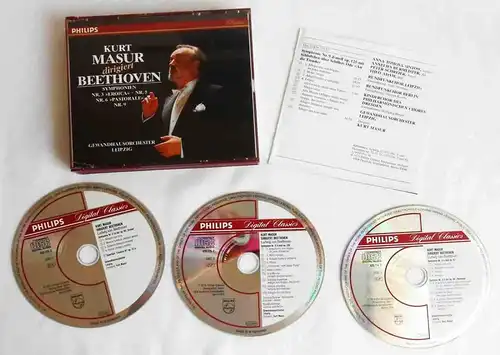 3CD Kurt Masur dirigiert Beethoven - Gewandhausorchester Leipzig - (Philips)
