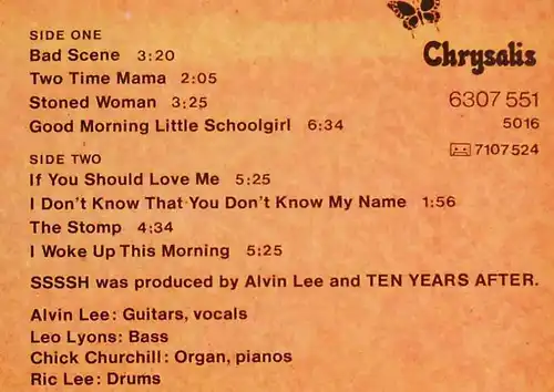 LP Ten Years After: Ssssh. (Chrysalis 6307 551) D 1975
