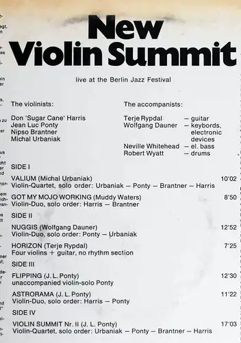 2LP New Violin Summit (MPS BASF 33 21285-8) D 1971