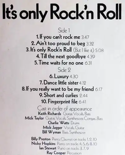 LP Rolling Stones: It´s Only Rock´n Roll (Stones COC 59 103) D 1974