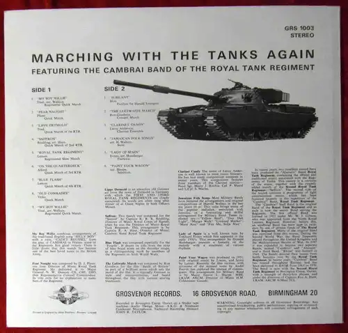 LP Cambrai Band - Of Royal Tank Regiment: Tanks Ahoy (Grosvenor GRS 1003) UK